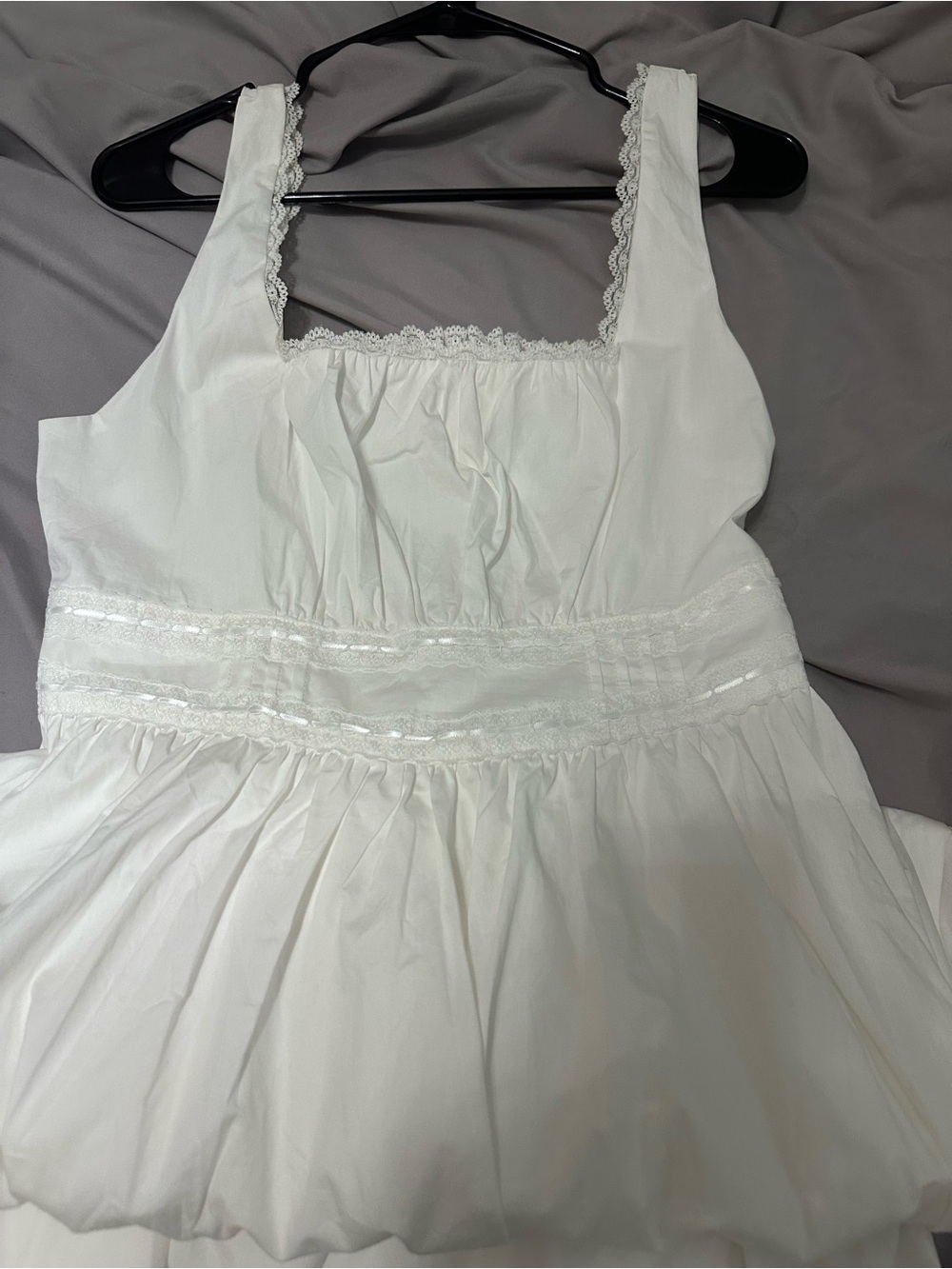 ☘️NWT☘️ Lucky Brand ☘️ White Sleeveless Midi Dress with Lace Waist - Picture 3 of 4